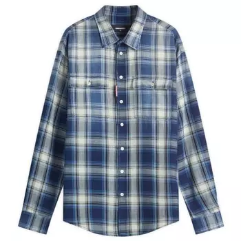 Рубашка в клетку D2 стираная Dsquared2, синий