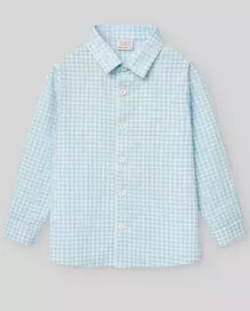 Рубашка в клетку для мальчика из коллекции Flor PAZ Rodrguez, бирюзовый