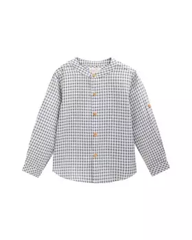 Рубашка в клетку для мальчика с воротником-стойкой Dadati, синий