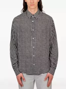 Рубашка в клетку гингем AMI Paris, черный