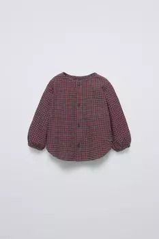 Рубашка в клетку гингем ZARA, красноватый