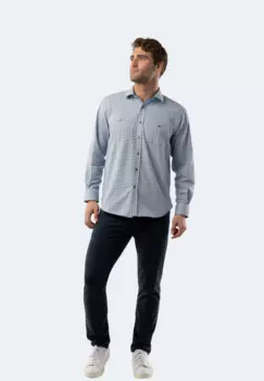 Рубашка в клетку «гусиная лапка» нежно-голубого цвета American Heritage