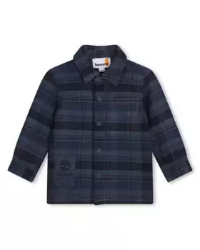 Рубашка в клетку из 100% хлопка для мальчика Timberland, темно-синий