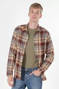 Рубашка в клетку из хлопка Colin'S, бежевый