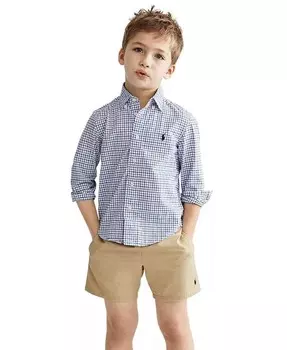 Рубашка в клетку из хлопка для малышей и маленьких мальчиков Polo Ralph Lauren, синий