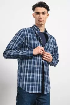 Рубашка в клетку из хлопка Gant, белый