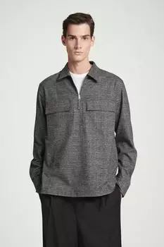 Рубашка в клетку из хлопка на молнии-relaxed fit COS, цвет Czarny/Krata