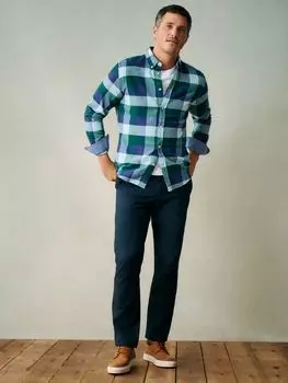 Рубашка в клетку из матового хлопка Crew Clothing, темно-синий