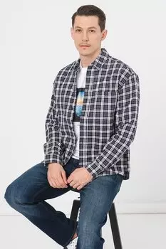 Рубашка в клетку из органического хлопка Jack & Jones, белый