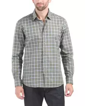 Рубашка в клетку из органического хлопка Scott Barber, зеленый