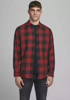 Рубашка в клетку Jack & Jones "JJ JJEGINGHAM TWILL SHIRT L/", черный