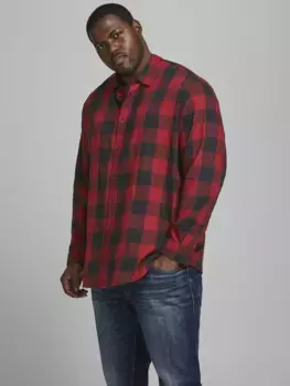 Рубашка в клетку Jack & Jones PlusSize "GINGHAM TWILL SHIRT", до размера 6XL, цвет Rot-Kariert