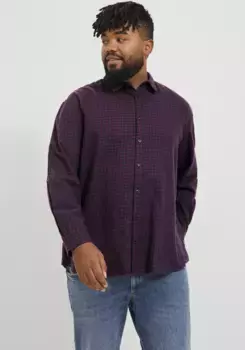 Рубашка в клетку Jack & Jones PlusSize "JJEGINGHAM TWILL SHIRT L/S NOOS PLS", синий