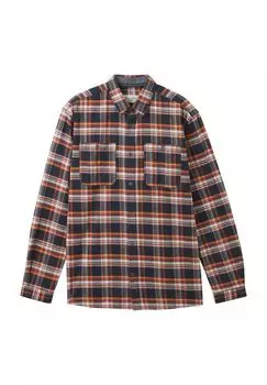 Рубашка в клетку, комфортного кроя, воротник Кент, мужская TOM TAILOR, цвет Navy Colorf