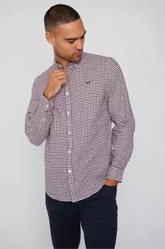 Рубашка в клетку 'Luca' из хлопка с длинными рукавами Threadbare, красный