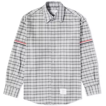 Рубашка в клетку на пуговицах и повязке на руку Thom Browne