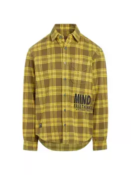 Рубашка в клетку на пуговицах спереди Hudson Jeans, цвет lemon