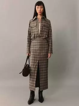 Рубашка в клетку от кроуфорда Mango, цвет Beige/Multi