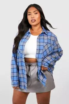 Рубашка в клетку оверсайз плюс Boohoo, синий