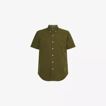 Рубашка в клетку Polo Ralph Lauren Seersucker с пуговицами, оливковый