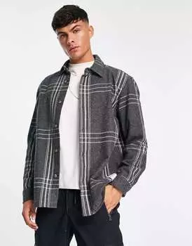 Рубашка в клетку Pull&Bear черно-белая