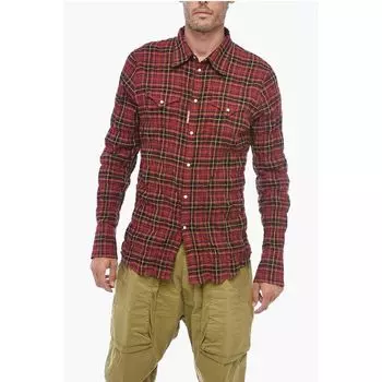 Рубашка в клетку с эффектом помятости Dsquared2, Red