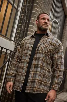 Рубашка в клетку с длинным рукавом BadRhino, серый