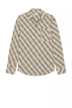 Рубашка в клетку с длинным рукавом Burberry, цвет Husk