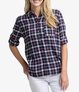 Рубашка в клетку с длинным рукавом и пуговицами Southern Tide Niki Chilly Morning, синий