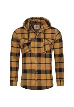 Рубашка в клетку с капюшоном стандартный крой Rock Creek, коричневый