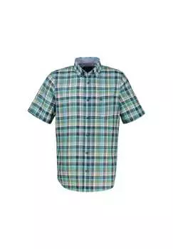 Рубашка в клетку с коротким рукавом структурированного качества Lerros, зеленый