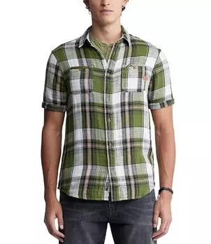 Рубашка в клетку с короткими рукавами Buffalo David Bitton Sachino, зеленый