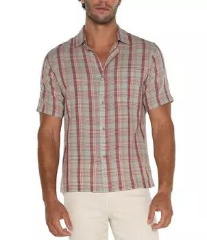 Рубашка в клетку с короткими рукавами и пуговицами Liverpool Los Angeles, красный