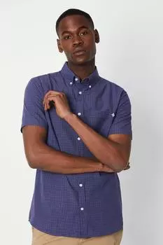 Рубашка в клетку с короткими рукавами из жатого хлопка Debenhams, синий