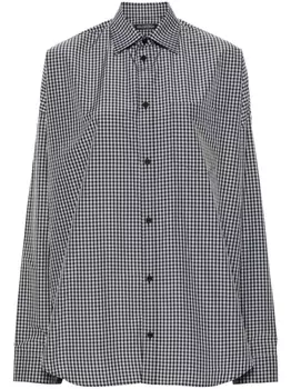 Рубашка в клетку с логотипом Balenciaga, черный