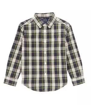 Рубашка в клетку с начесом для маленьких мальчиков Polo Ralph Lauren Little Boys 2T-7 с длинными рукавами, мультиколор