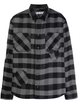 Рубашка в клетку с нашивкой OFF-WHITE, черный