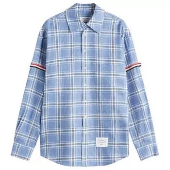 Рубашка в клетку с повязкой на рукаве Thom Browne, синий