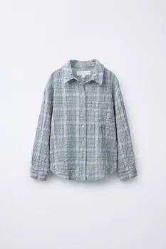 Рубашка в клетку с принтом ZARA, цвет Blue/Lavender