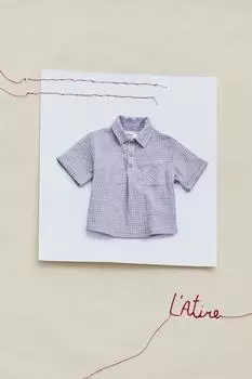 Рубашка в клетку с принтом ZARA, синий