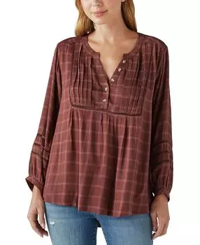 Рубашка в клетку с вырезом на пуговицах Lucky Brand, мульти