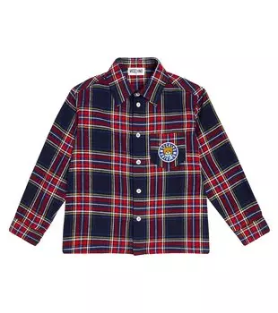 Рубашка в клетку teddy bear из хлопка Moschino Kids, мультиколор