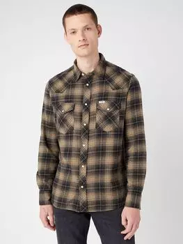 Рубашка в клетку в стиле вестерн Wrangler, темно коричневый