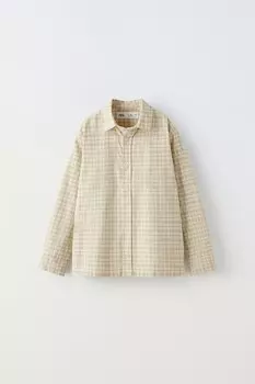 Рубашка в клетку ZARA, экрю