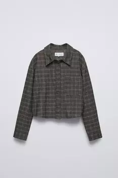 Рубашка в клетку ZARA, антрацитово-серый