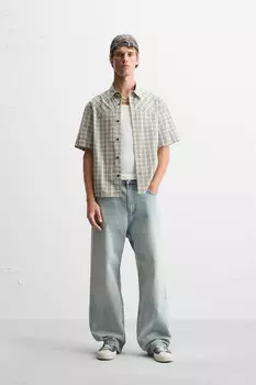 Рубашка в клетку ZARA, белый