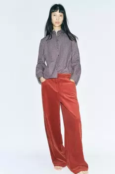 Рубашка в клетку ZARA, бордовый