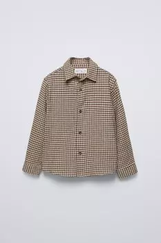 Рубашка в клетку ZARA, хаки
