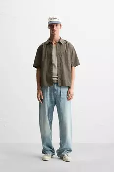 Рубашка в клетку ZARA, кэмел