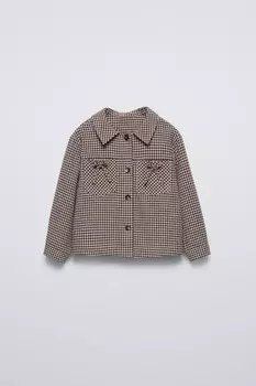 Рубашка в клетку ZARA, коричневый